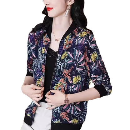 Casual Thin Spring And Autumn Coat Trendy Plant Print