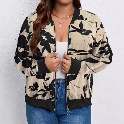 Casual Thin Spring And Autumn Coat Trendy Plant Print