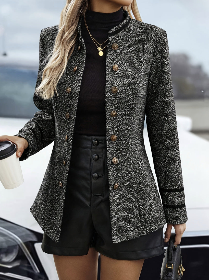 Timeless Tweed Button-Front Blazer