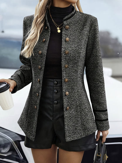 Timeless Tweed Button-Front Blazer